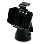 Black car phone holder mount isolated on white background.