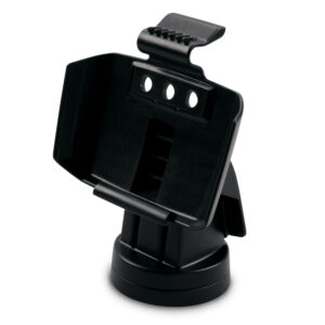 Black car phone holder mount isolated on white background.