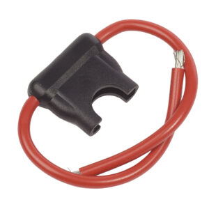 Red automotive fuse holder with looped wire