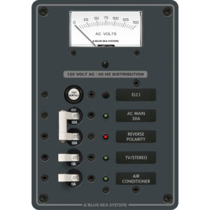 120 volt AC distribution panel with breakers.