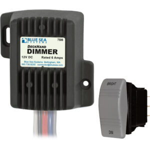 12V DC dimmer switch with label and wires.