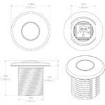 Technical drawing of round electronic component.