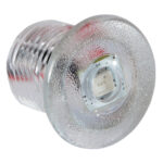Transparent LED light bulb close-up view.