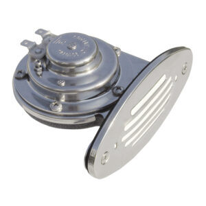 Close-up of vintage metal car horn