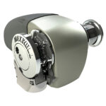 Maxel fishing reel, silver and gray design
