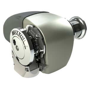 Maxel fishing reel, silver and gray design