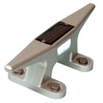 Solar-powered boat cleat with LED light.