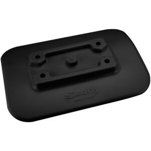 Rectangular black plastic mounting plate for boats.