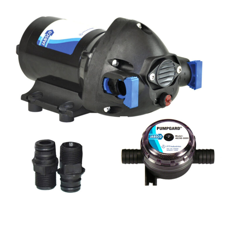 Jabsco water pump and accessories for marine use.