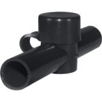 Black plastic Y-shaped pipe connector