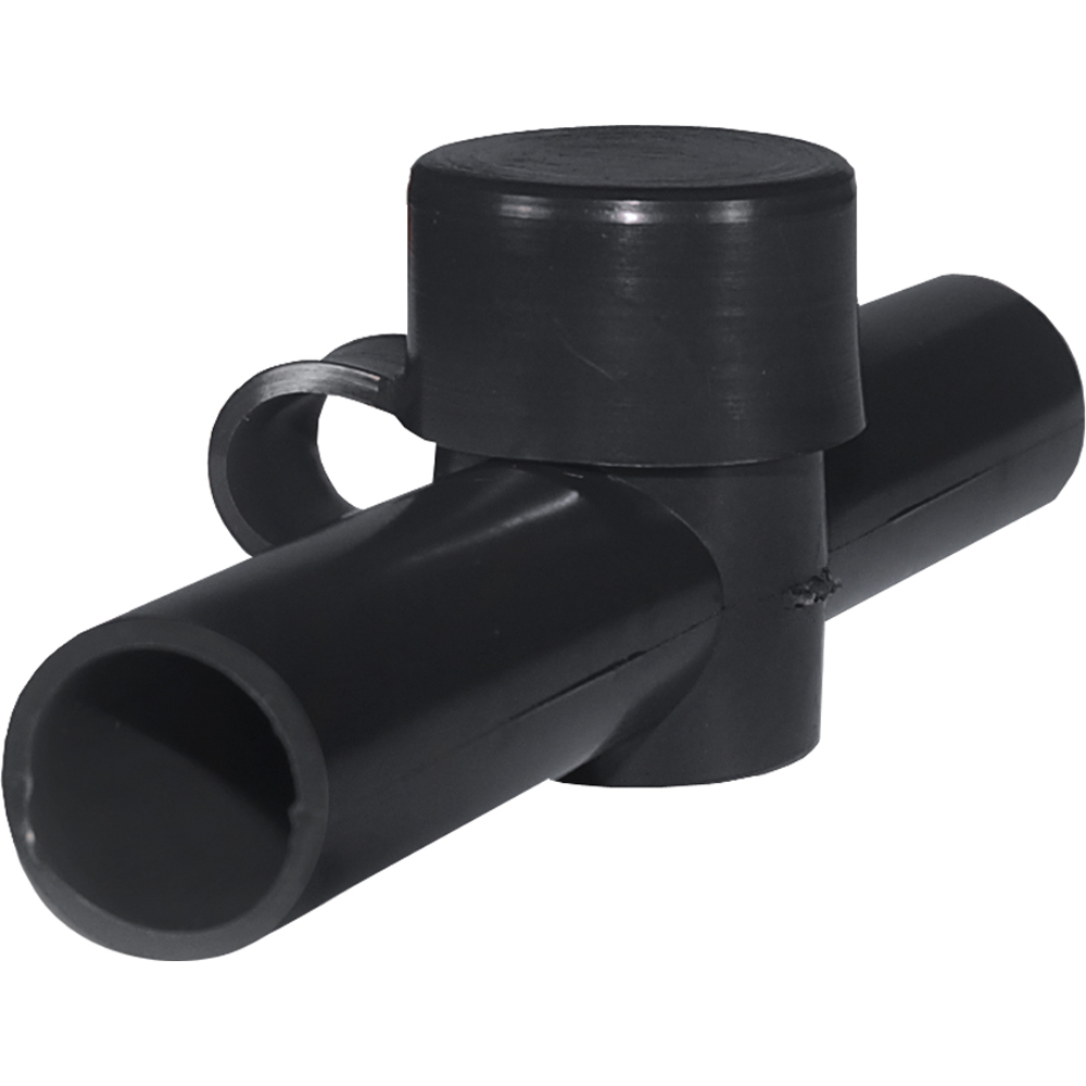 Black plastic Y-shaped pipe connector