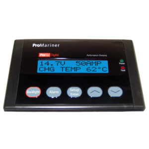 ProMariner marine battery charger display panel.
