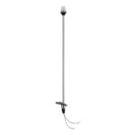 Tall outdoor light pole with mounting base.