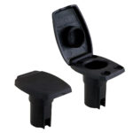 Black plastic grommet with removable lid