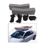 Car canoe roof carrier kit with straps.