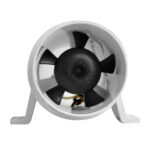 Black and white ventilation fan front view