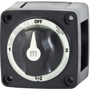 Battery selector switch for marine applications.