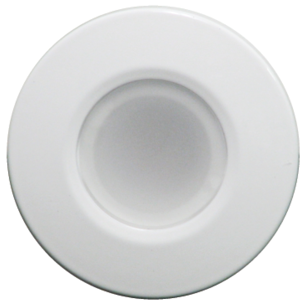 Round white ceramic saucer, top view.