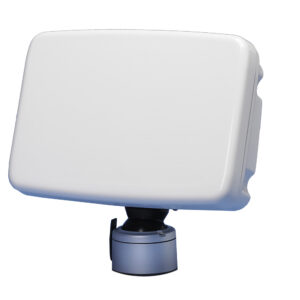 Rectangular outdoor security light on a swivel mount.