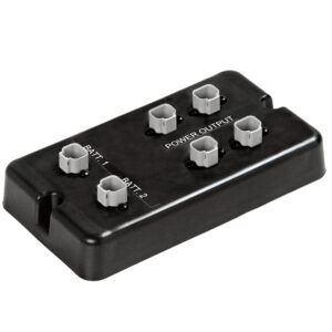 Black power distribution box with multiple connectors