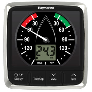 Digital wind speed gauge showing 24.3 knots.