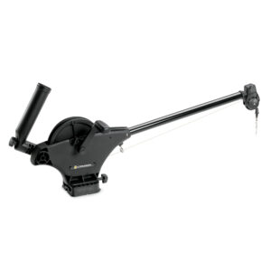 Black fishing downrigger for trolling boats.