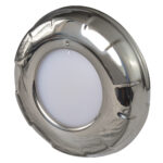 Round stainless steel framed puck light