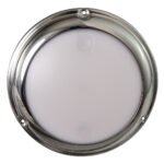 Circular stainless steel and glass ceiling light
