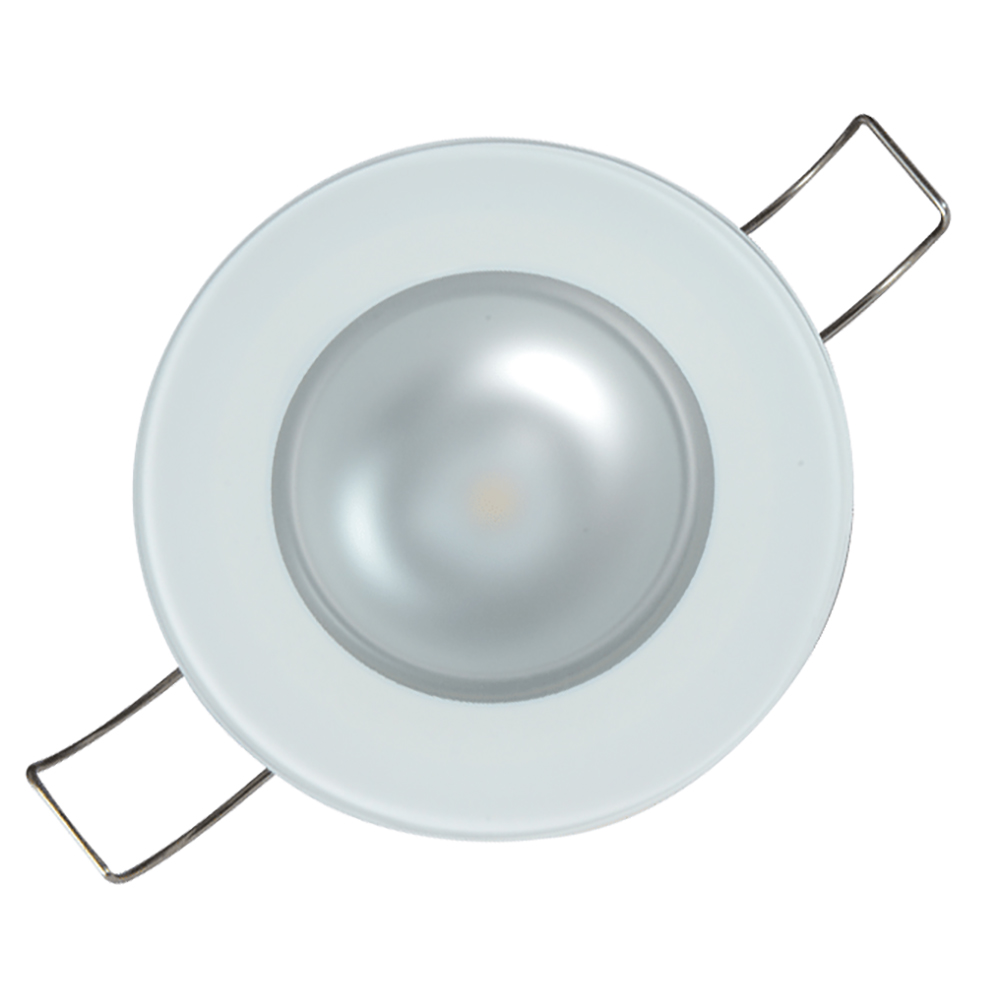 Top view of a modern recessed light bulb.