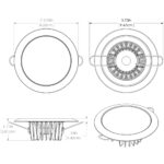 Round recessed light technical diagram with measurements.