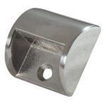 Stainless steel wall bracket with mounting hole.