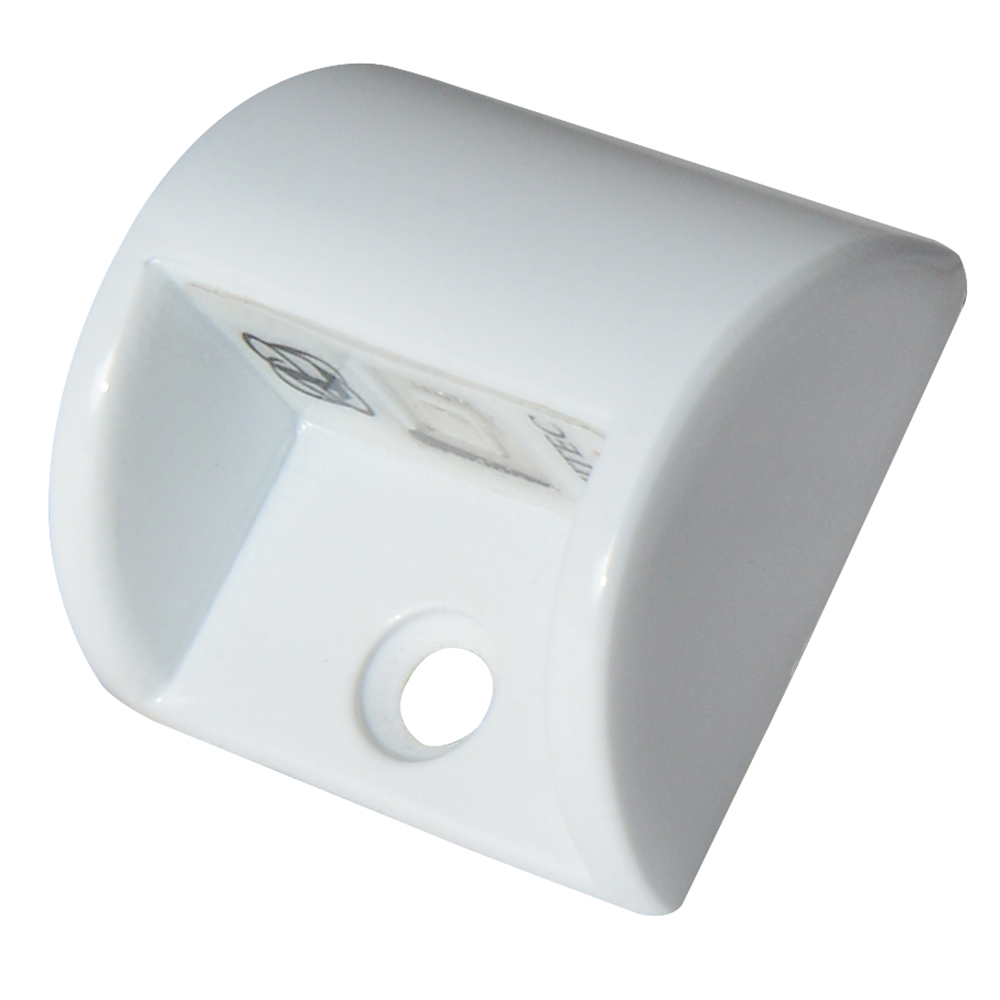 White plastic corner wall bracket with mounting hole.