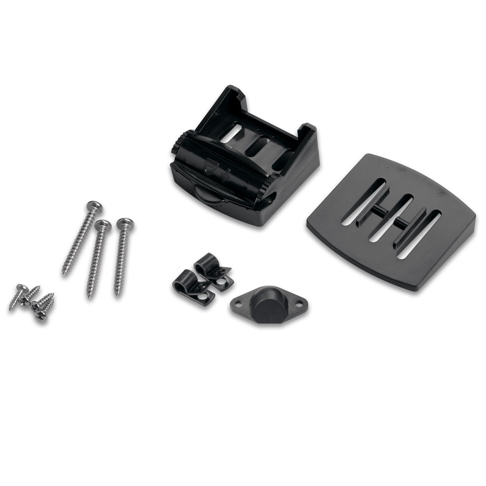 Boat rail mount kit with screws and brackets.
