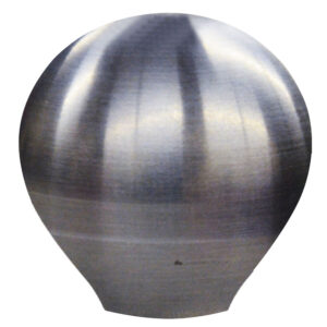 Stainless steel sculpted knob, smooth finish.