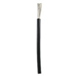 Black cable with exposed silver wire strands