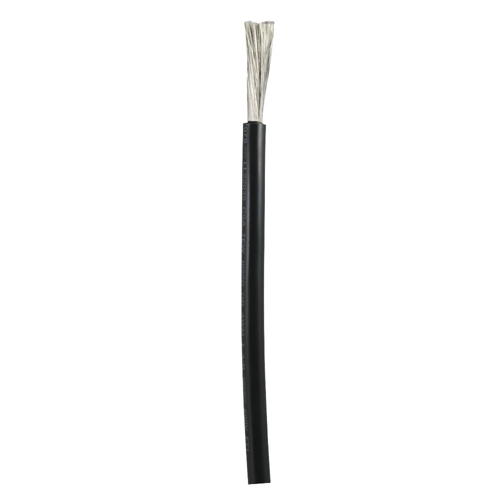 Black cable with exposed silver wire strands