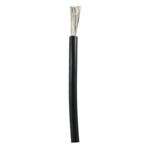 Black electrical cable with exposed silver wires