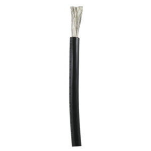 Black electrical wire with exposed copper strands