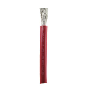 Red electrical wire with exposed strands