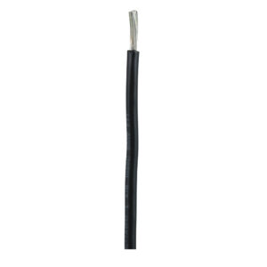 Black electrical wire close-up, partial view.