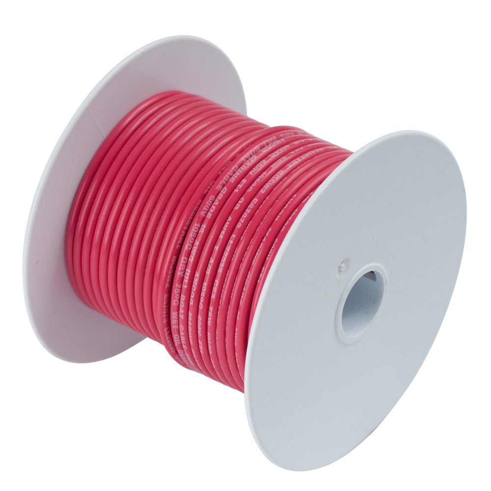 Red spool of electrical wire on white background
