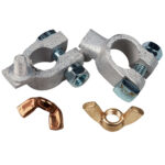 Battery terminal clamps and wing nuts set