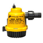 Yellow Johnson bilge pump, 500 GPH, model 2250.