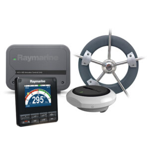 Raymarine autopilot system components with control unit.