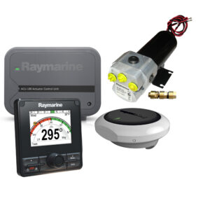 Raymarine autopilot system components and control units.