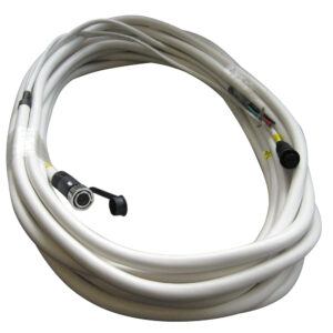 Coiled white cable with connectors