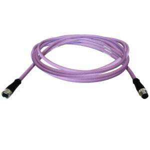 Purple coiled electrical cable with connectors