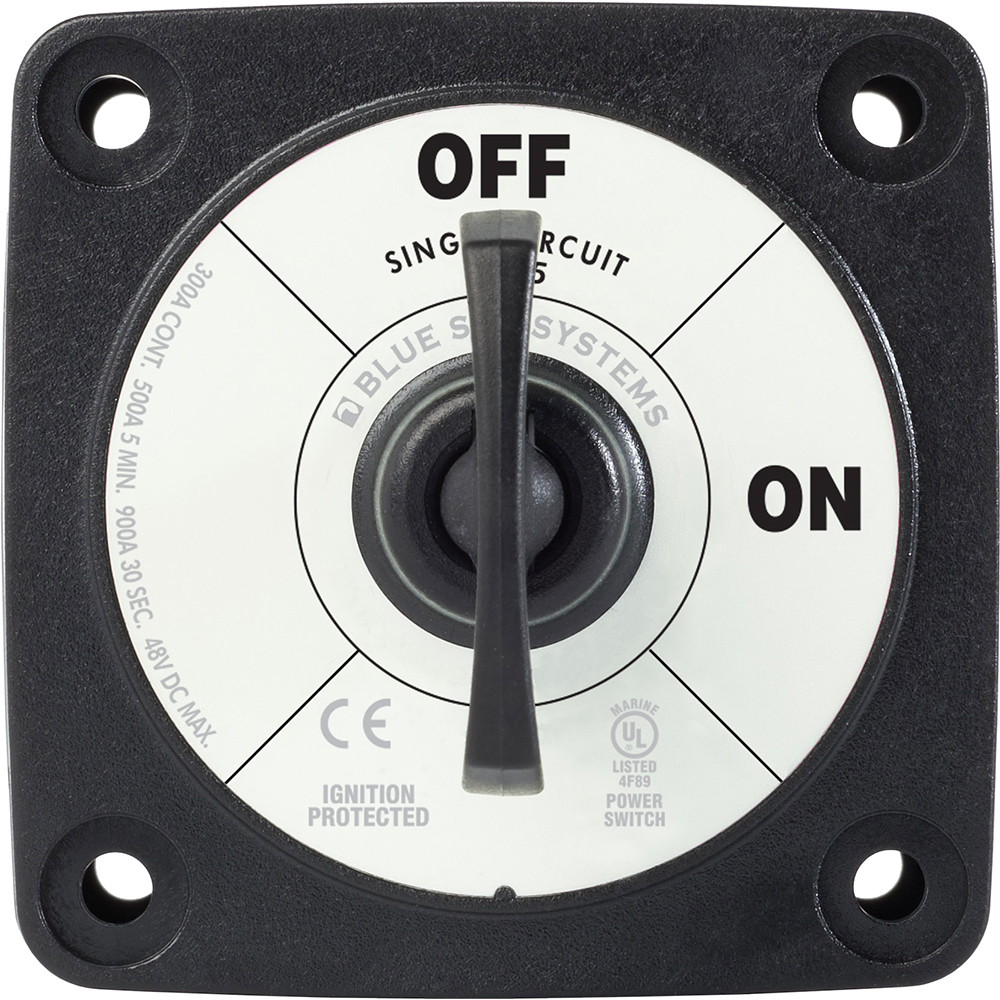 Marine-grade power switch, off and on positions.