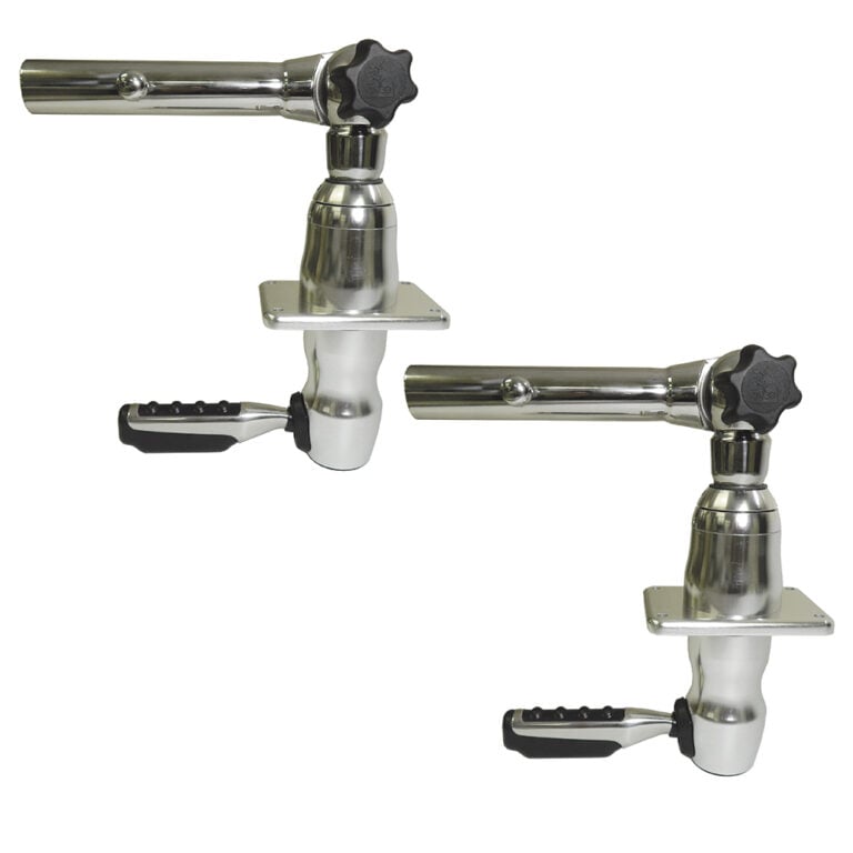 Two stainless steel adjustable rod holders
