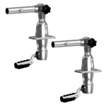 Two stainless steel pipe cutters with handles.